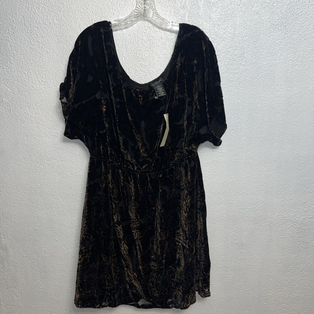 MM COUTURE Black Sheer Gold  Burnt  Velvet Paisley Sz‎ M Open Back Mini gothic